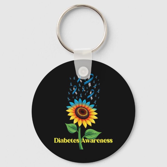 Diabetes Awareness Suower Design Key Ring (Front)