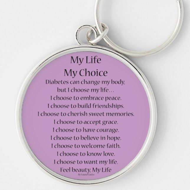 Diabetes Awareness Support Poem Charm Keychains (Front)