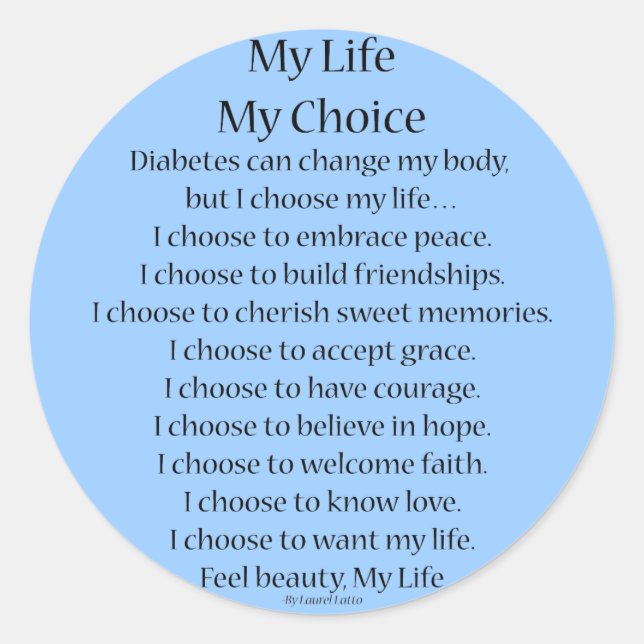 Diabetes Awareness Support Poem Decal Stickers (Front)