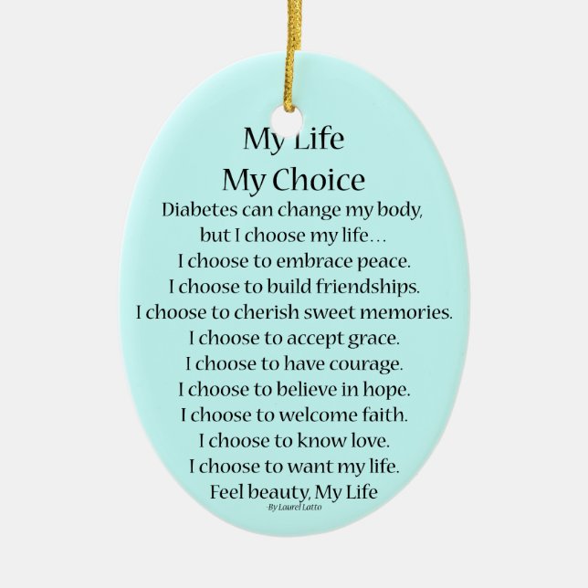 Diabetes Awareness Support Poem Ornament Pendants (Front)