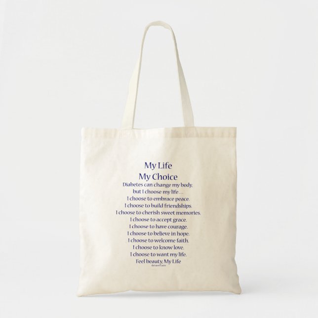 Diabetes Awareness Support Poem Tote Bags (Front)