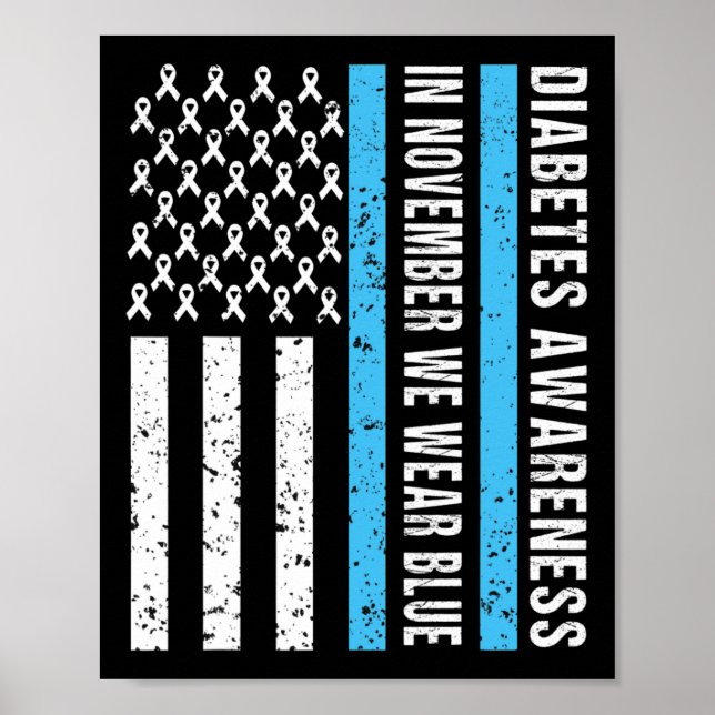 Diabetes Awareness T1D In November We Wear Blue Me Poster (Front)