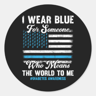 Diabetes Awareness T1d Support American Flag Blue Classic Round Sticker