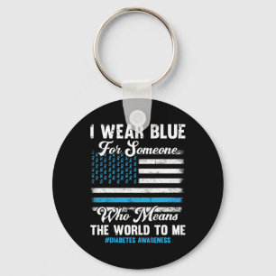 Diabetes Awareness T1d Support American Flag Blue Key Ring