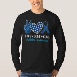 Diabetes Awareness Type 1 2 Women Kids Peace Love T-Shirt