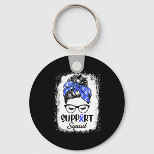 Diabetes Awareness Women Face Messy Bun Hair Ribbo Key Ring