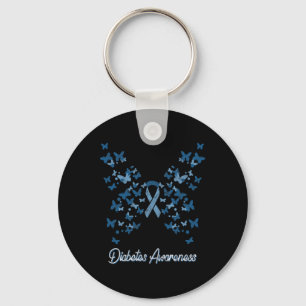 Diabetes Awareness Women's Butterfly T1 T2 Key Ring