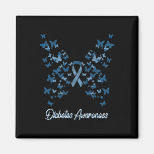 Diabetes Awareness Women's Butterfly T1 T2 Magnet