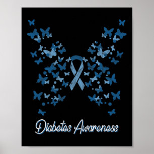 Diabetes Awareness Women's Butterfly T1 T2 Poster
