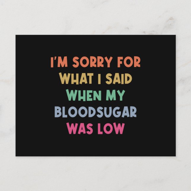 Diabetes Blood Sugar Joke Postcard (Front)