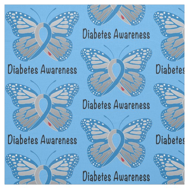 Diabetes Butterfly Awareness Ribbon Fabric (Swatch)