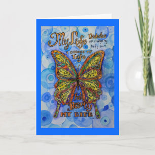 Diabetes Butterfly with Support Poem Greeting Card