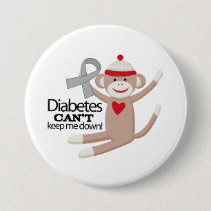 Diabetes Cant Keep Me Down Sock Monkey 7.5 Cm Round Badge