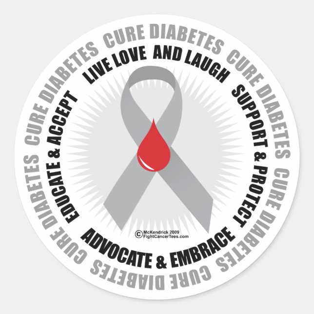 Diabetes Circle Classic Round Sticker (Front)