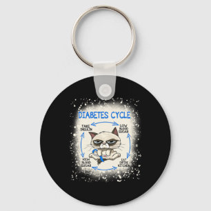 Diabetes Cycle Diabetes Awareness Fun Cat  Key Ring