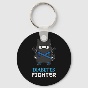 Diabetes Fighter Cat Ninja Awareness Diabetes Type Key Ring