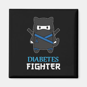 Diabetes Fighter Cat Ninja Awareness Diabetes Type Magnet