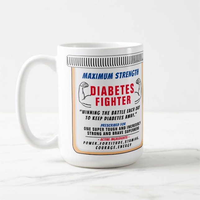 Diabetes Fighter Inspirational Gift Coffee Mug (Left)