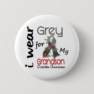 Diabetes I Wear Grey For My Grandson 43 6 Cm Round Badge