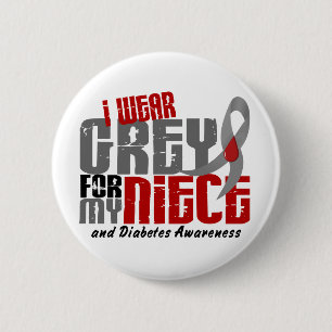 Diabetes I WEAR GREY FOR MY NIECE 6.2 6 Cm Round Badge