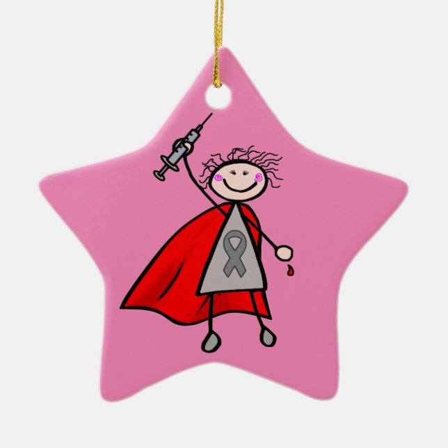 Diabetes Insulin Superhero Girl Ceramic Tree Decoration (Front)