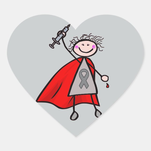 Diabetes Insulin Superhero Girl Heart Sticker (Front)