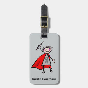 Diabetes Insulin Superhero Girl Luggage Tag