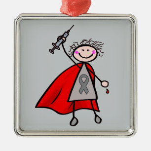 Diabetes Insulin Superhero Girl Metal Tree Decoration