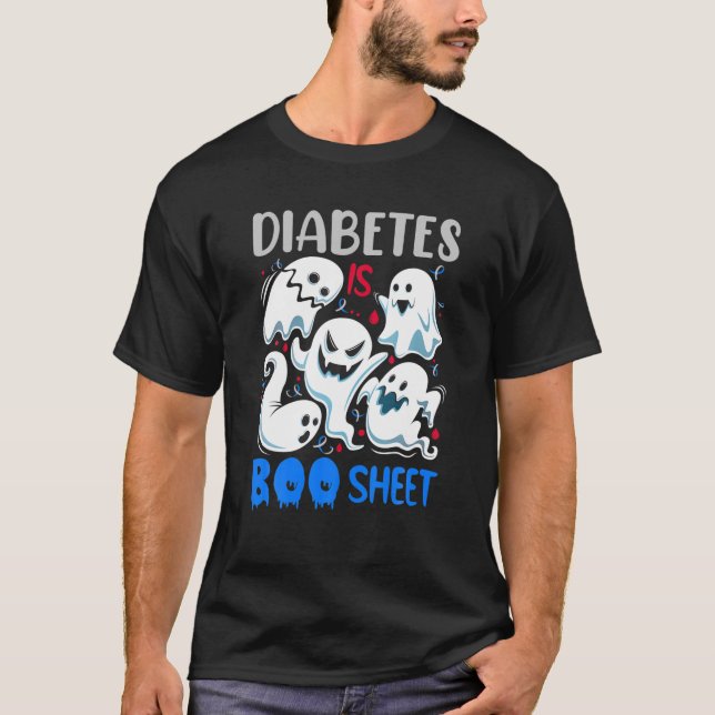 Diabetes Is Boo Sheet Blue And Grey Boos Halloween T-Shirt (Front)