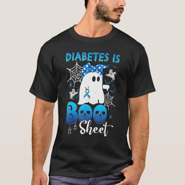 Diabetes Is Boo Sheets Ghost Diabetes Awareness Ha T-Shirt (Front)