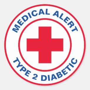 Diabetes Medical Alert Type 2 Diabetic Red  Classic Round Sticker