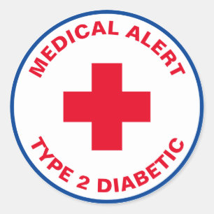 Diabetes Medical Alert Type 2 Diabetic Red  Classic Round Sticker