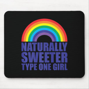 Diabetes Naturally Sweeter Type One Girl Rainbow Mouse Pad