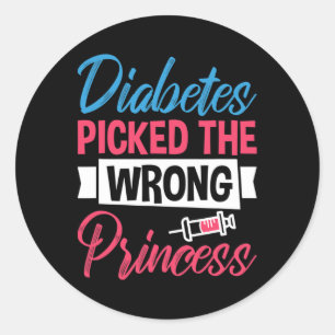 Diabetes Picked The Wrong Princess Classic Round Sticker