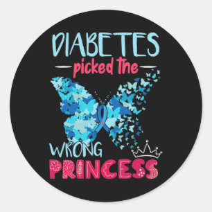 Diabetes Picked The Wrong Princess Diabetes Awaren Classic Round Sticker