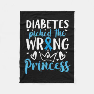 Diabetes Picked The Wrong Princess Diabetes Awaren Fleece Blanket