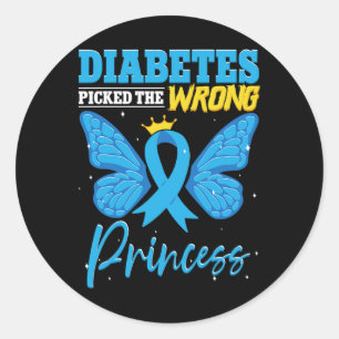 Diabetes Picked The Wrong Princess T1d Diabetes Aw Classic Round Sticker