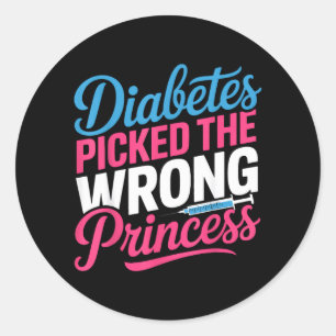 Diabetes Picked The Wrong Princess Type One Classic Round Sticker