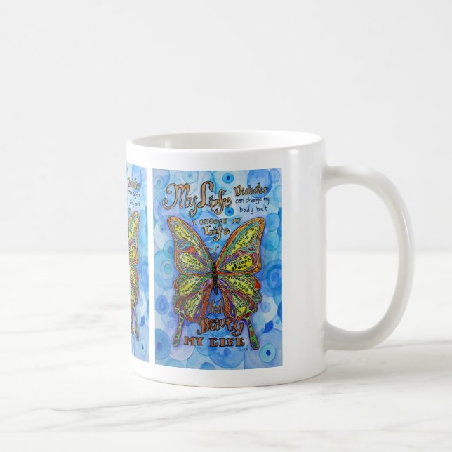 Diabetes Poem Rainbow Butterfly Art Coffee Mugs (Right)