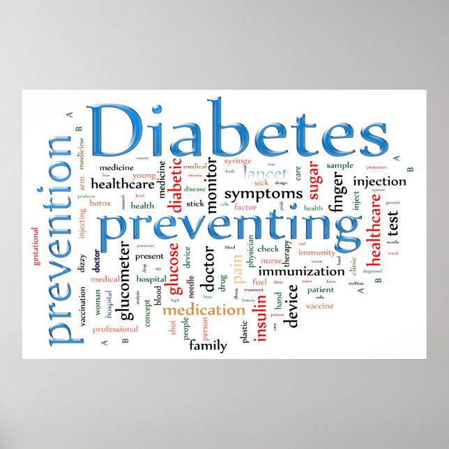 Diabetes Preventing Blue Poster (Front)