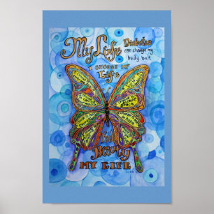Diabetes Rainbow Butterfly Painting Art Posters