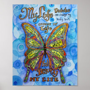 Diabetes Rainbow Butterfly Painting Art Posters