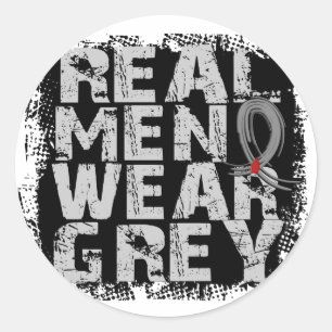 Diabetes Real Men Wear Grey Classic Round Sticker