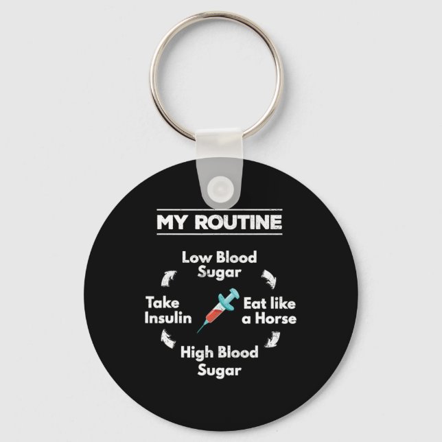 Diabetes Routine Insulin Needle Low High Blood Sug Key Ring (Front)