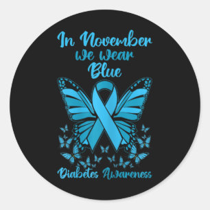 Diabetes Support November Blue Diabetes Awareness  Classic Round Sticker