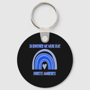 Diabetes T1D Awareness Month Blue Rainbow Ribbon S Key Ring