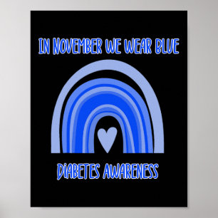 Diabetes T1D Awareness Month Blue Rainbow Ribbon S Poster