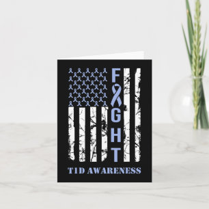 Diabetes T1D Awareness Month Fight Flag Blue Ribbo Card