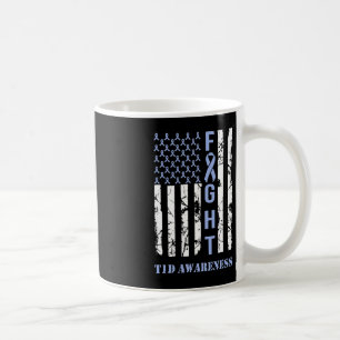 Diabetes T1D Awareness Month Fight Flag Blue Ribbo Coffee Mug
