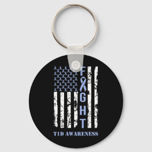Diabetes T1d Awareness Month Fight Flag Blue Ribbo Key Ring